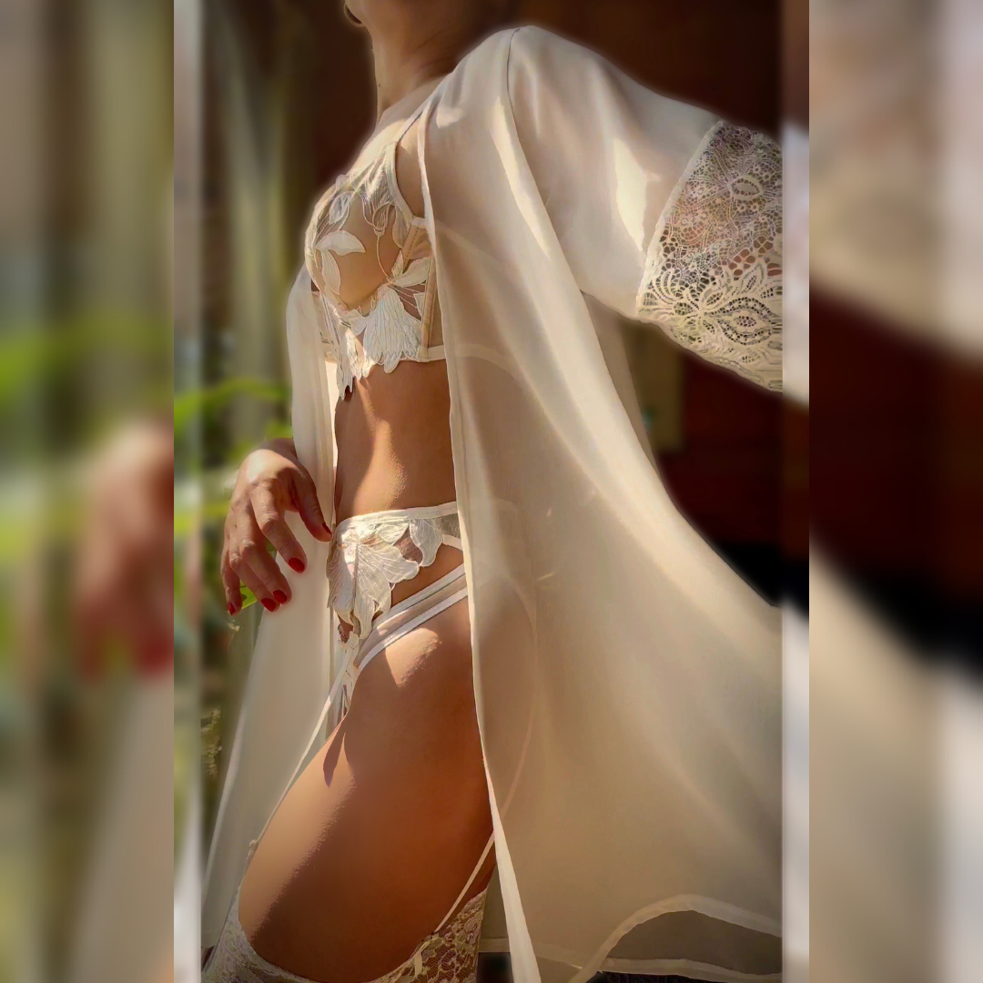 conjunto blanco elegante lenceria novia mujer